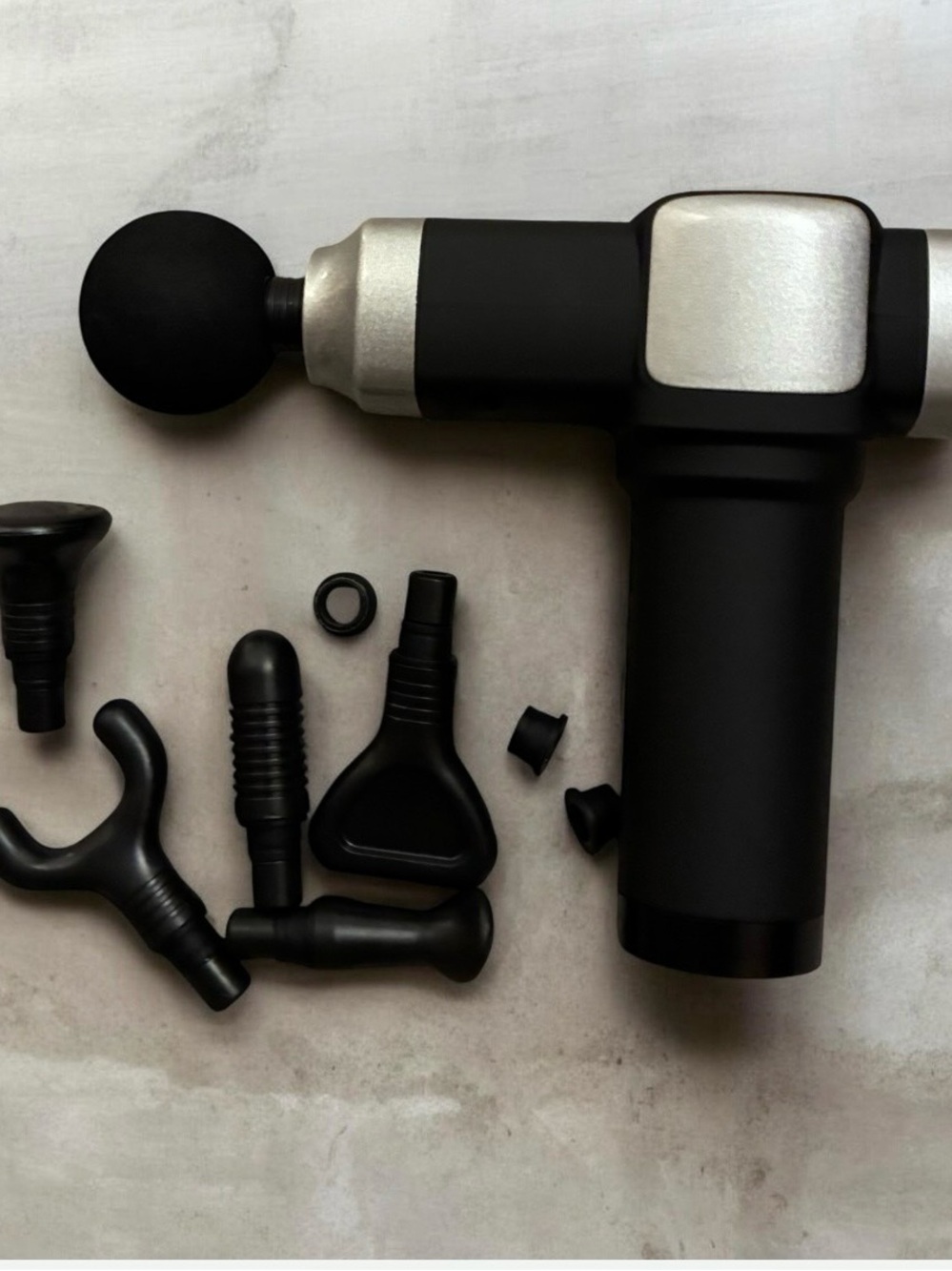 Percussion Massage Gun with 6 Massage Heads - Black